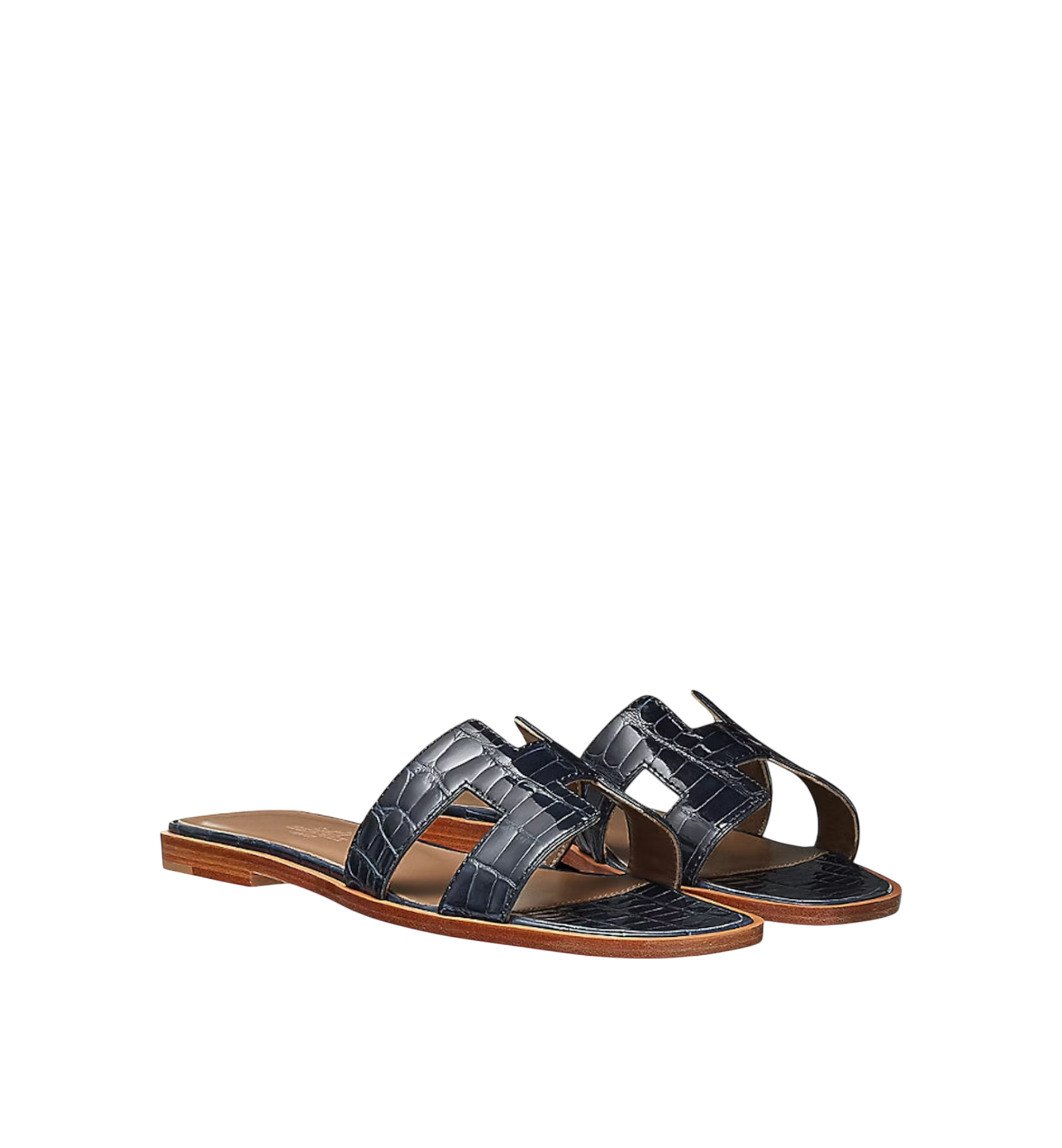Hermès Oran alligator mules Navy