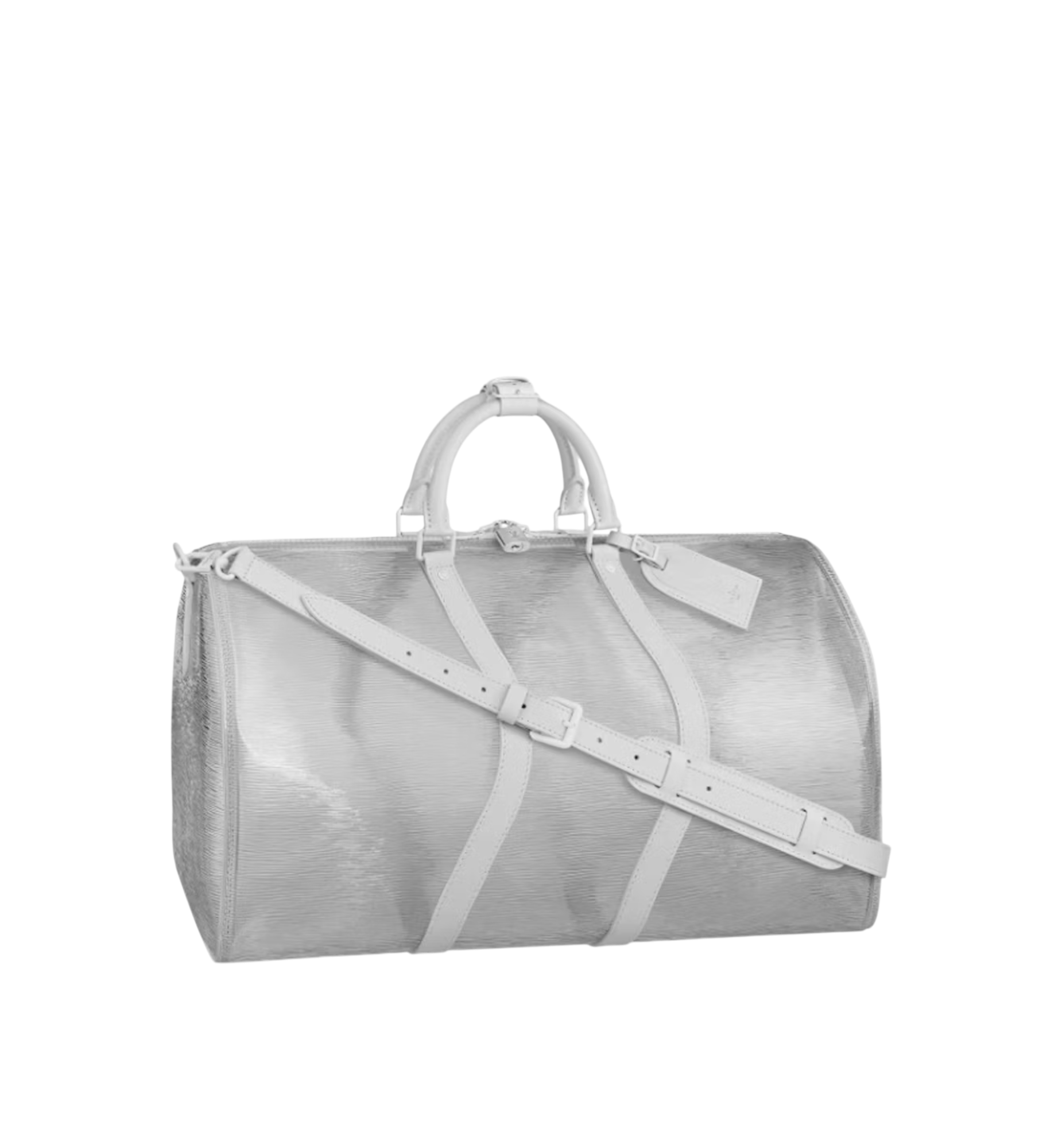 Virgil Abloh White Epi Leather Keepall Bandoulière Wavy 50 White Hardware, 2020