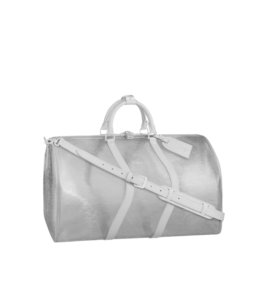Louis Vuitton Virgil Abloh White Epi Leather Keepall Bandoulière Wavy 50 White Hardware, 2020