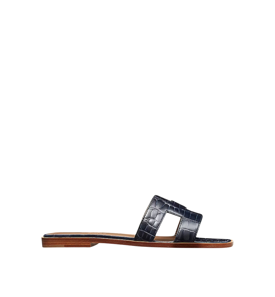 Hermès Oran alligator mules Navy