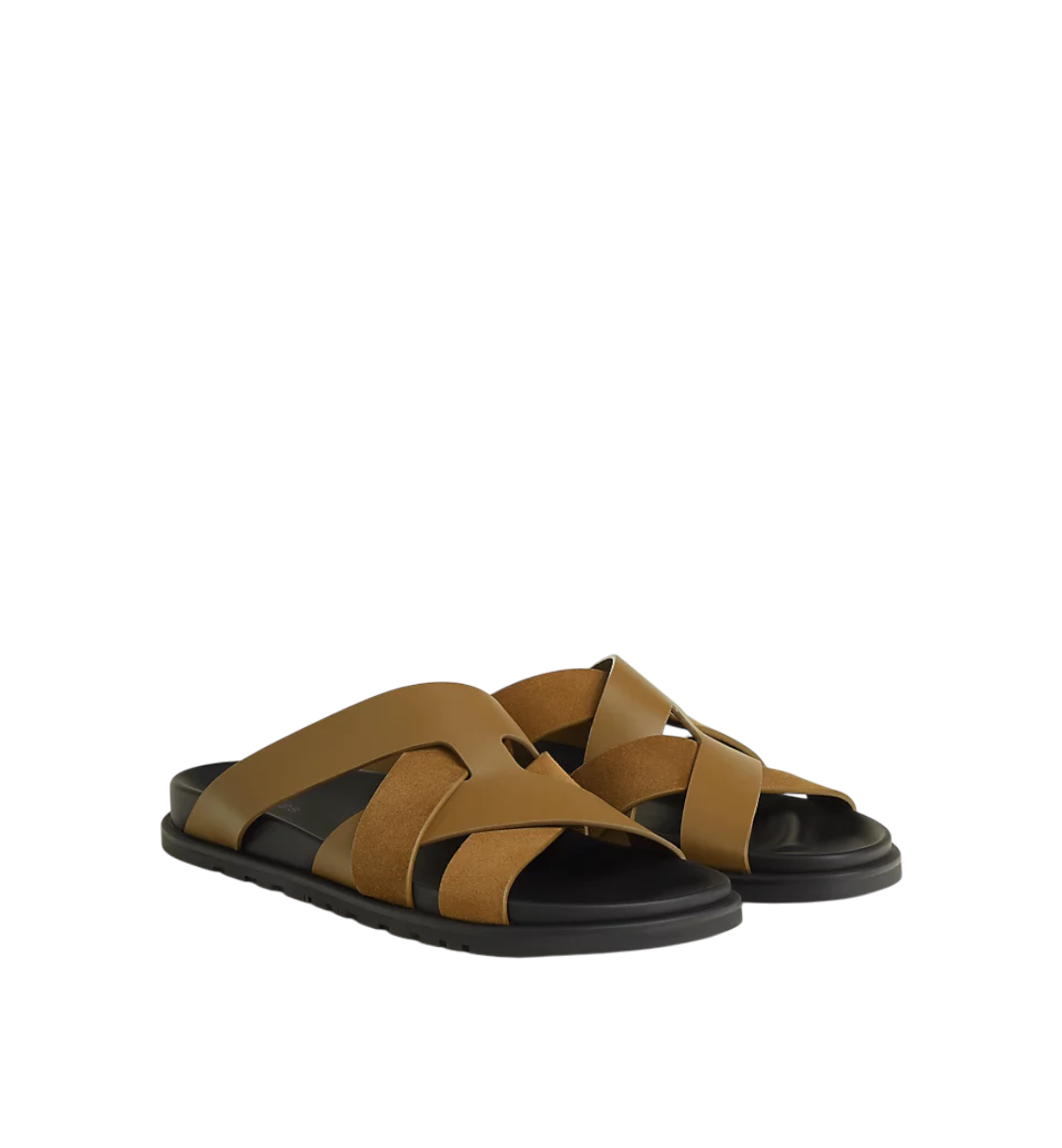 Hermès Kazimir sandal brun fumé calfskin and suede goatskin