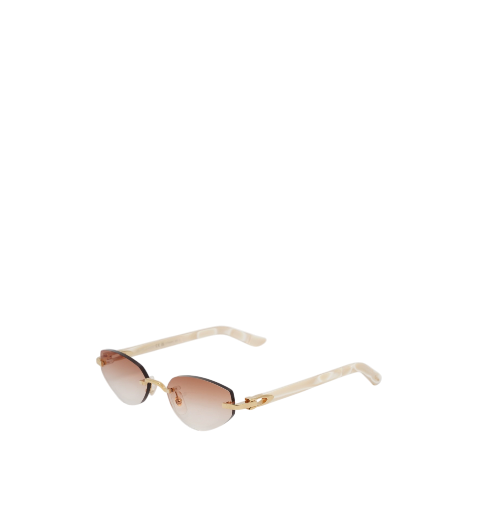 Cartier Sunglasses CT0609O-003 White Acetates Brown Lens