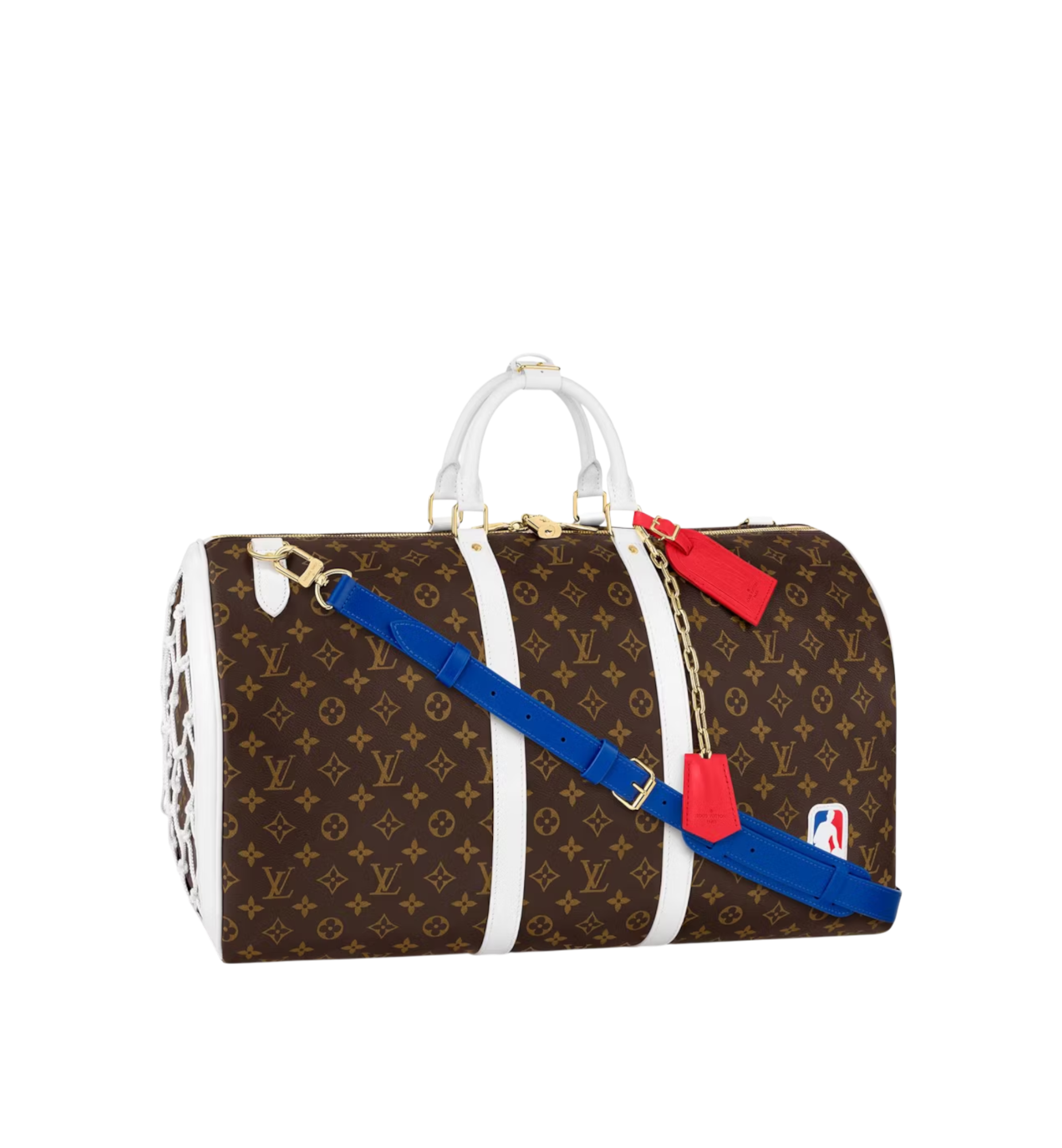 LOUIS VUITTON x NBA KEEPALL 55 MONOGRAM WHITE HANDLES